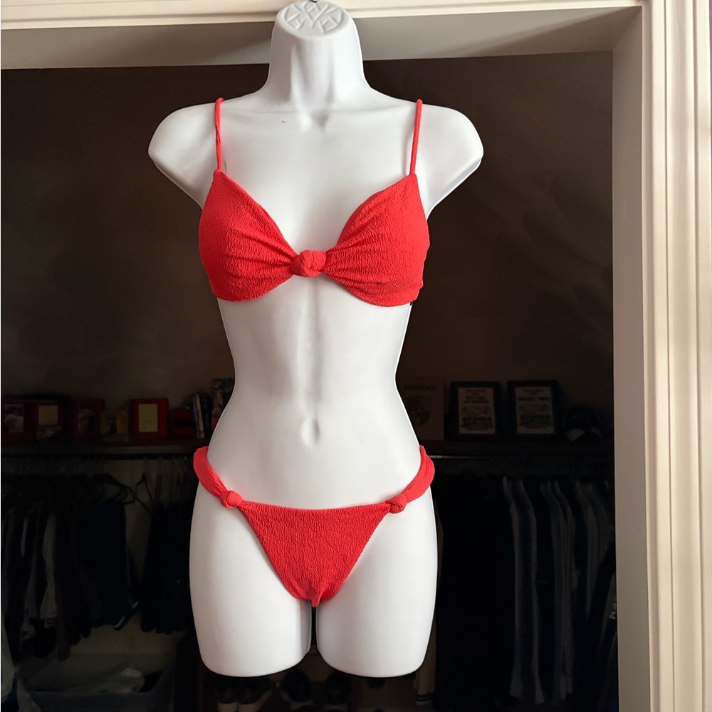 Vix Paula Hermanny Firenze Bikini Set Erin knot top Sz M Mia bottom Sz S Coral